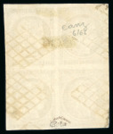 Stamp of France » Type Cérès de 1849-1850 1850, Cérès Y&T n°1b bistre verdâtre  en bloc de quatre