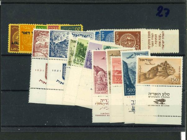 Stamp of Israel 1948-1953, on four stockcards only good values mint and used
