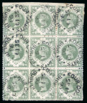 Stamp of Ireland » GB Used In Ireland 1997-91 Jubliee 1s green, used block of nine each cancelled