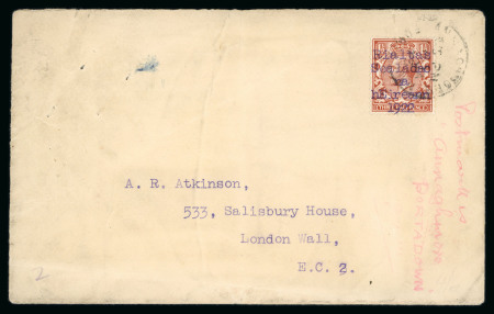 Stamp of Ireland » 1921 Unofficial Overprints 1922 Envelope to London, franked GB 1 1/2 red-brown,