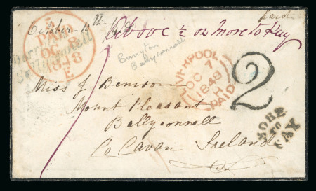 Stamp of Ireland » Postal History (Arranged alphabetically by County) Cavan - Ballyconnell: 1848 Mourning envelope from Liverpool