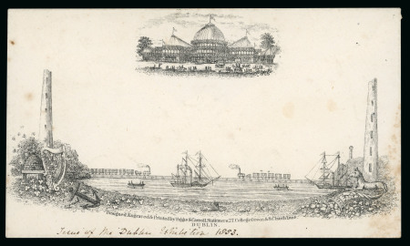Stamp of Ireland » GB Used In Ireland 1852 Printed envelope "NATIONAL EXHIBITION/TO BE OPENED