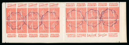 Stamp of France » Carnets 1924, semeuse lignée Y&T n°199, bloc de 20 timbres