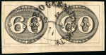 Stamp of Brazil » 1843 Bull's Eyes Santa Catharina: 1843 60r intermediate impression, horizontal pair, with full dividing lines at right