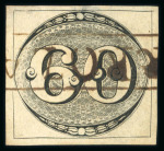 Stamp of Brazil » 1843 Bull's Eyes Arrozal: 1843 Bull's Eyes 60r intermediate impression used part framed hs