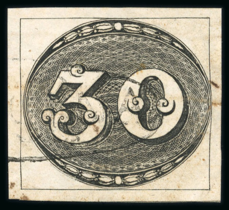 Stamp of Brazil » 1843 Bull's Eyes Barbacena: 1843 Bull's Eyes 30r early impression used oval cancel