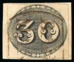Stamp of Brazil » 1843 Bull's Eyes Barra Manca: 1843 Bulls Eyes 30r early impression used part handstamp