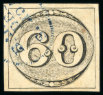 Stamp of Brazil » 1843 Bull's Eyes 1843 Bull's Eyes 60r worn impression used part blue handstamp