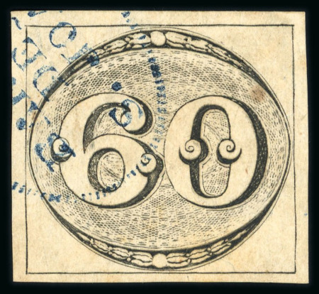 Stamp of Brazil » 1843 Bull's Eyes 1843 Bull's Eyes 60r worn impression used part blue handstamp