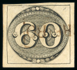 Stamp of Brazil » 1843 Bull's Eyes Barreiro: 1843 Bull's Eyes 60r early impression used handstamp