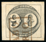 Stamp of Brazil » 1843 Bull's Eyes 1843 Bull's Eyes 90r early impression used part red handstamp