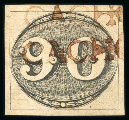 Stamp of Brazil » 1843 Bull's Eyes Cachoeira: 1843 Bull's Eyes 90r intermediate impression used part two brown handstamps