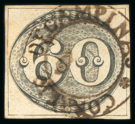 Stamp of Brazil » 1843 Bull's Eyes Campinas: 1843 Bull's Eyes 60r intermediate impression used large part cancel