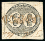 Stamp of Brazil » 1843 Bull's Eyes 1843 Bull's Eyes 60r intermediate impresion used straight line hs