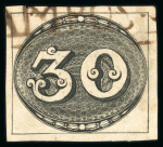 Stamp of Brazil » 1843 Bull's Eyes Campos: 1843 Bull's Eyes 30r early impression used hs