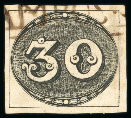 Stamp of Brazil » 1843 Bull's Eyes Campos: 1843 Bull's Eyes 30r early impression used hs