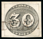 Stamp of Brazil » 1843 Bull's Eyes Campos: 1843 Bull's Eyes early impression four margins used part hs