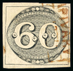 Stamp of Brazil » 1843 Bull's Eyes Capivary: 1843 Bull's Eyes 60r intermediate impression used red framed ds