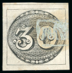 Stamp of Brazil » 1843 Bull's Eyes Capivari: 1843 Bull's Eyes 30r intermediate impression used bluish white cancel