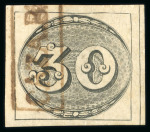 Stamp of Brazil » 1843 Bull's Eyes 1843 Bull's Eyes 30r intermediate impression used part brown-red hs