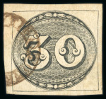 Stamp of Brazil » 1843 Bull's Eyes Corytiba: 1843 Bull's Eyes 30r used part ds