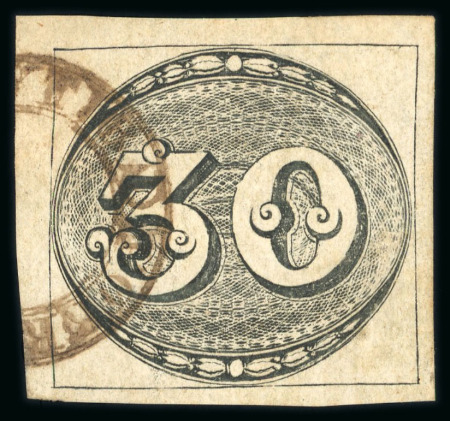 Stamp of Brazil » 1843 Bull's Eyes Corytiba: 1843 Bull's Eyes 30r used part ds