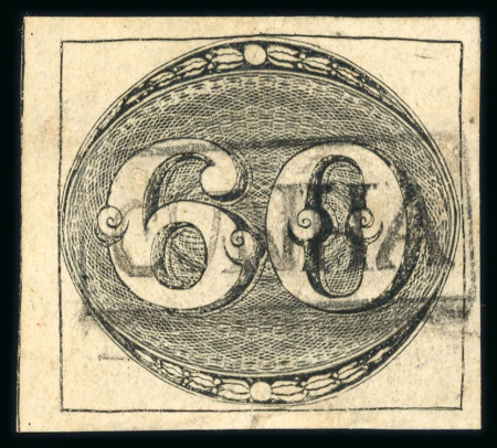 Stamp of Brazil » 1843 Bull's Eyes Cunha: 1843 Bull's Eyes 60r used full handstamp