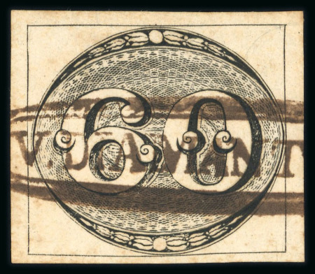 Stamp of Brazil » 1843 Bull's Eyes Diamantina: 1843 Bull's Eyes 60r used large part black hs