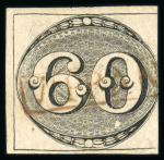 Stamp of Brazil » 1843 Bull's Eyes Franca: 1843 Bull's Eyes 60r three margins used brown framed hs