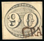 Stamp of Brazil » 1843 Bull's Eyes Granja (CE): 1843 Bull's Eyes 90r used part handstamp, large G