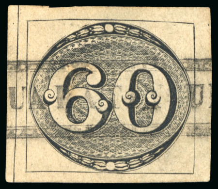 Stamp of Brazil » 1843 Bull's Eyes Guaratingueta V.De: 1843 Bull's Eyes 60r marginal used part framed straight-line