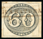 Stamp of Brazil » 1843 Bull's Eyes Guaratuba: 1843 Bull's Eyes 60r largely complete straight-line framed hs