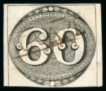 Stamp of Brazil » 1843 Bull's Eyes Iguape: 1843 Bull's Eyes 60r black used full handstamp