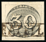 Stamp of Brazil » 1843 Bull's Eyes 1843 Bull's Eyes 30r used part framed hs