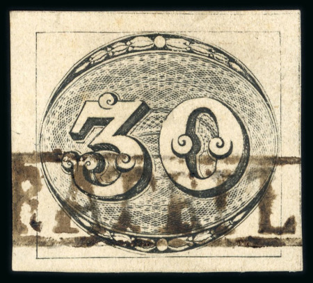 Stamp of Brazil » 1843 Bull's Eyes 1843 Bull's Eyes 30r used part framed hs