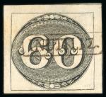 Stamp of Brazil » 1843 Bull's Eyes Inutiliz.: 1843 Bull's Eyes 60r black used complete framed hs