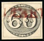 Stamp of Brazil » 1843 Bull's Eyes Itabira: 1843 Bull's Eyes 60r black used part reddish brown s/l hs