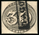 Stamp of Brazil » 1843 Bull's Eyes Tacoahy: 1843 Bull's Eyes 30r four very close margins used part hs