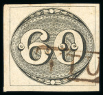 Stamp of Brazil » 1843 Bull's Eyes Ytu: 1843 Bull's Eyes 60r four margins large part hs