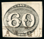 Stamp of Brazil » 1843 Bull's Eyes Jaragua: 1843 Bull's Eyes 60r black close to large margins part framed hs