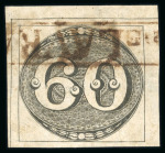 Stamp of Brazil » 1843 Bull's Eyes Lavras: 1843 Bull's Eyes 60r good to huge margins framed hs