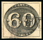 Stamp of Brazil » 1843 Bull's Eyes Limeira: 1843 Bull's Eyes 30r and 60r framed hs with dotted surround