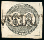 Stamp of Brazil » 1843 Bull's Eyes Limeira: 1843 Bull's Eyes 60r four margins used straigh-lint hs