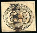 Stamp of Brazil » 1843 Bull's Eyes Marianna (MG): 1843 Bull's Eyes two 60r with straight-line hs, one faulty