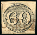 Stamp of Brazil » 1843 Bull's Eyes Morretes: 1843 Bull's Eyes 60r. brownish paper used part framed hs