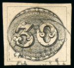 Stamp of Brazil » 1843 Bull's Eyes Parahiba Do Sul (RJ):: 1843 Bull's Eyes 30r and 60r used with part same cancel