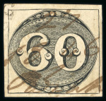 Stamp of Brazil » 1843 Bull's Eyes Parahibuna: 1843 60r black used large part four line manuscript ds