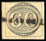 Stamp of Brazil » 1843 Bull's Eyes Paty Do Alferes: 1843 Bull's Eyes 60r worn impression used part s/l hs