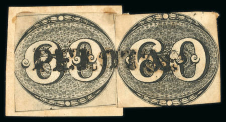 Stamp of Brazil » 1843 Bull's Eyes Pelotas: 1843 Bull's Eyes 60r two stamps with full sl hs