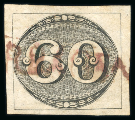 Stamp of Brazil » 1843 Bull's Eyes 1843 Bull's Eyes 60r black fine part red sl hs